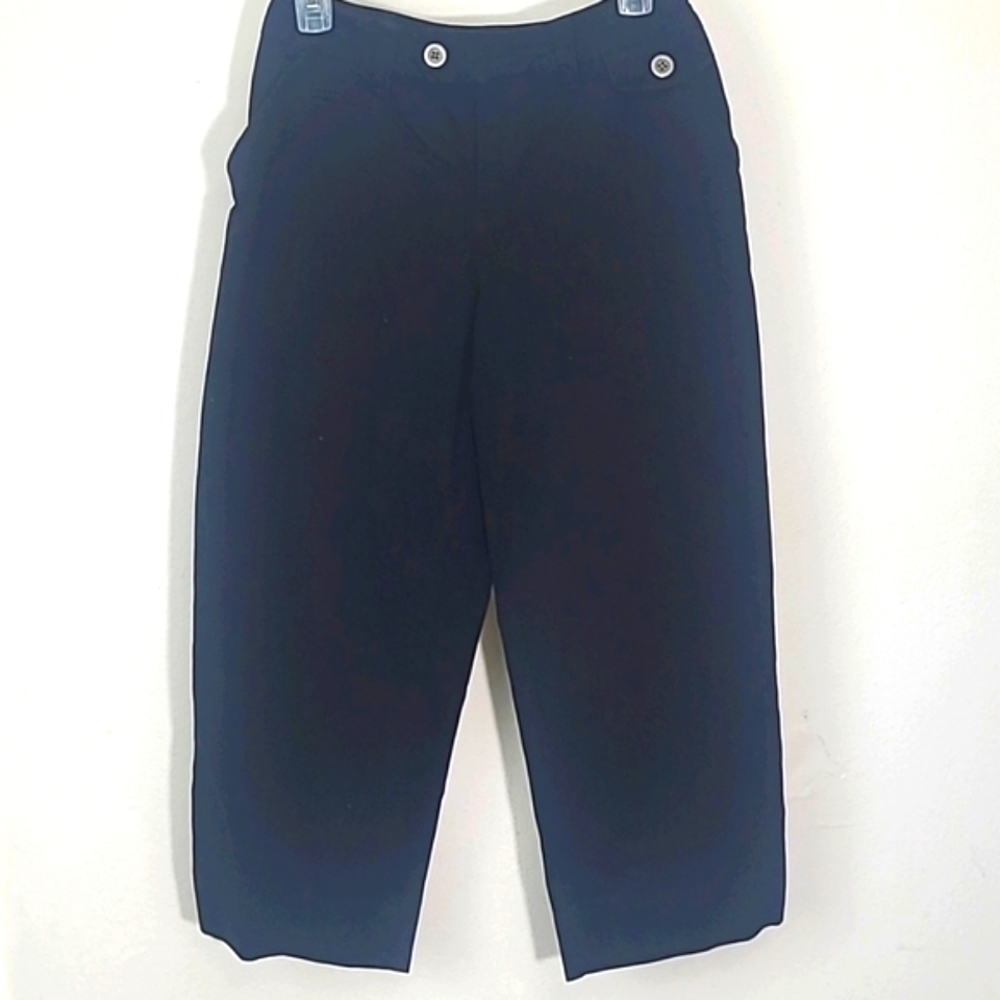 Hannah Capri 5 pocket stretch black button zip fly wide leg